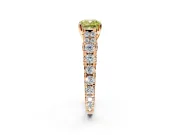 Solitaire Engagement Ring Setting for Fancy Yellow Cushion Cut Center with Pave Cathedral Shoulders and Prong Head in Rose Gold