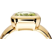 Solitaire Engagement Ring Setting for Fancy Yellow Asscher Cut Center with Wide Band and Bezel Head in Yellow Gold