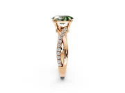 Solitaire Engagement Ring Setting for Fancy Green Oval Center with Half-Pave Crossover Band and Prong Head in Rose Gold