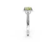Floral Engagement Ring Setting for Fancy Yellow Princess Cut Center with Four Accent Clusters and Prong Head in Platinum