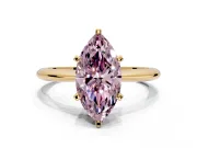 Solitaire Engagement Ring Setting for Fancy Pink Marquise Center with Knife Ridge Band and Claw Prong Head in Yellow Gold