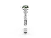 Solitaire Engagement Ring Setting for Fancy Green Princess Cut Center with Channel Band and Double Claw Prong Head in White Gold