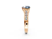 Solitaire Engagement Ring Setting for Fancy Blue Heart-Shaped Center with Cathedral Channel Band and Prong Head in Rose Gold