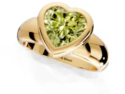 Solitaire Engagement Ring Setting for Fancy Yellow Heart-Shaped Center with Wide Band and Bezel Head in Yellow Gold