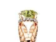 Halo Engagement Ring Setting for Fancy Yellow Round Cut Center with Rope Twist Split Shank and Prong Head in Rose Gold