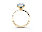 Solitaire Engagement Ring Setting for Fancy Blue Asscher Cut Center with Pave Accents and Prong Head in Yellow Gold