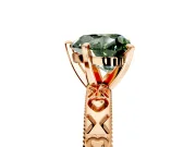 Solitaire Engagement Ring Setting for Fancy Green Heart-Shaped Center with XO Engraved Band and Prong Head in Rose Gold