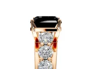 Solitaire Engagement Ring Setting for Fancy Black Asscher Cut Center with Graduated Shared Prongs and Prong Head in Rose Gold