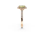 Halo Engagement Ring Setting for Fancy Yellow Princess Cut Center with Raised Halo, Pave Band and Prong Head in Rose Gold