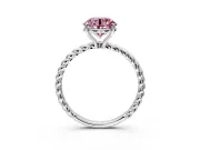 Solitaire Engagement Ring Setting for Fancy Pink Round Cut Center with Plain Twisted Rope Band and Prong Head in Platinum