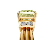 Solitaire Engagement Ring Setting for Fancy Yellow Princess Cut Center with Grooved Bar Accent Band and Prong Head in Yellow Gold