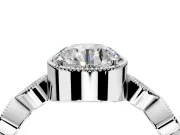 Vintage Station Engagement Ring Setting for Round Cut Center with Accents and Prong Head in Sterling Silver