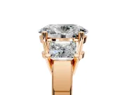 3 Stone Engagement Ring Setting for Oval Center with Matching Side Accents and Prong Head in Rose Gold