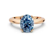 Solitaire Engagement Ring Setting for Fancy Blue Oval Center with Reverse Tapered Band and Prong Head in Rose Gold