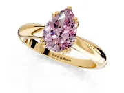 Solitaire Engagement Ring Setting for Fancy Pink Pear-Shaped Center with Reverse Tapered Band and Prong Head in Yellow Gold