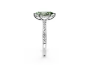 Solitaire Engagement Ring Setting for Fancy Green Marquise Center with Fine Pave Band and Prong Head in Platinum