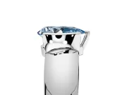 Tension Engagement Ring Setting for Fancy Blue Pear-Shaped Center with Wide Flat Band and Tension Head in Platinum