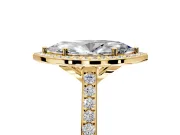 Halo Engagement Ring Setting for Marquise Center with Pave Accents, Heart Basket and Prong Head in Yellow Gold