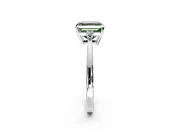 3 Stone Engagement Ring Setting for Fancy Green Asscher Cut Center with Low-Set Round Cut Accents and Prong Head in Platinum