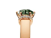 Solitaire Engagement Ring Setting for Fancy Green Round Cut Center with Wide Band, Pave Collar and Prong Head in Rose Gold