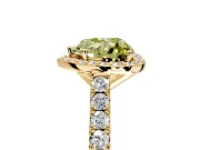 Halo Engagement Ring Setting for Fancy Yellow Heart-Shaped Center with Full Pave Band and Prong Head in Yellow Gold