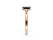 Hidden Halo Engagement Ring Setting for Fancy Blue Emerald Cut Center with Plain Band and Tall Prong Head in Rose Gold