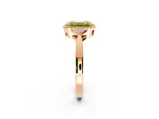 Cluster Engagement Ring Setting for Fancy Yellow Emerald Cut Center with Milgrain Shoulder Clusters and Prong Head in Rose Gold