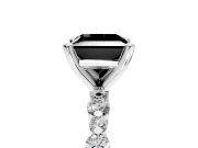 Solitaire Engagement Ring Setting for Fancy Black Princess Cut Center with Alternating Size Accents and Prong Head in Platinum