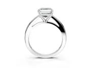 Solitaire Engagement Ring Setting for Asscher Cut Center with Flat-Sided Plain Band and Prong Head in White Gold