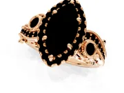 Milgrain Halo Engagement Ring Setting for Fancy Blue Marquise Center with Shoulder Bezels and Prong Head in Rose Gold