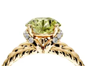 Halo Engagement Ring Setting for Fancy Yellow Round Cut Center with Rope Twist Split Shank and Prong Head in Yellow Gold