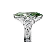 Cluster Engagement Ring Setting for Fancy Green Marquise Center with Bezel Accent Clusters and Prong Head in Platinum