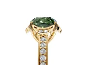 Floral Engagement Ring Setting for Fancy Green Cushion Cut Center with Four Accent Clusters and Prong Head in Yellow Gold