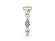 Solitaire Engagement Ring Setting for Fancy Yellow Radiant Cut Center with Accented Twist Band and Leaf Prong Head in Platinum