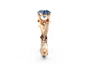 Solitaire Engagement Ring Setting for Fancy Blue Round Cut Center with Pave and Plain Crossover Band and Prong Head in Rose Gold