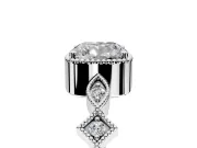 Milgrain Bezel Engagement Ring Setting for Cushion Cut Center with Marquise Stations and Bezel Head in Sterling Silver