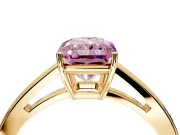 Solitaire Engagement Ring Setting for Fancy Pink Radiant Cut Center with Open Cathedral Shoulders and Prong Head in Yellow Gold