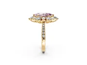 Floral Halo Engagement Ring Setting for Fancy Pink Marquise Center with Pave Accents and Prong Head in Yellow Gold