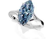 Solitaire Engagement Ring Setting for Fancy Blue Marquise Center with Plain Split Shank and Prong Head in Sterling Silver