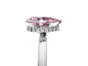 Hidden Halo Engagement Ring Setting for Fancy Pink Pear-Shaped Center with Plain Band and Tall Prong Head in Sterling Silver