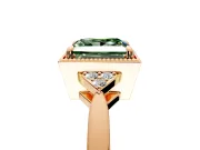 Cluster Engagement Ring Setting for Fancy Green Princess Cut Center with Milgrain Shoulder Clusters and Prong Head in Rose Gold