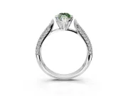 Solitaire Engagement Ring Setting for Fancy Green Marquise Center with Multi-Row Accents and Prong Head in Sterling Silver