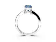 Solitaire Engagement Ring Setting for Fancy Blue Cushion Cut Center with Plain Band and Flat Tab Prong Head in Sterling Silver
