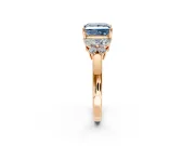 Solitaire Engagement Ring Setting for Fancy Blue Princess Cut Center with Marquise Flower Shoulders and Prong Head in Rose Gold