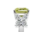 Floral Engagement Ring Setting for Fancy Yellow Princess Cut Center with Marquise Cluster Shoulders and Prong Head in Platinum