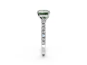 Solitaire Engagement Ring Setting for Fancy Green Princess Cut Center with Single Row Accent Band and Prong Head in White Gold