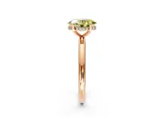 Hidden Halo Engagement Ring Setting for Fancy Yellow Oval Center with Thin Round-Wire Band and Prong Head in Rose Gold