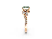 Solitaire Engagement Ring Setting for Fancy Green Radiant Cut Center with Marquise Accent Twist Band and Prong Head in Rose Gold