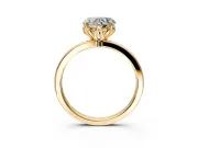 Solitaire Engagement Ring Setting for Heart-Shaped Center with Thin Rounded Plain Band and Prong Head in Yellow Gold