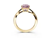Solitaire Engagement Ring Setting for Fancy Pink Princess Cut Center with Plain Bypass Twist Band and Prong Head in Yellow Gold